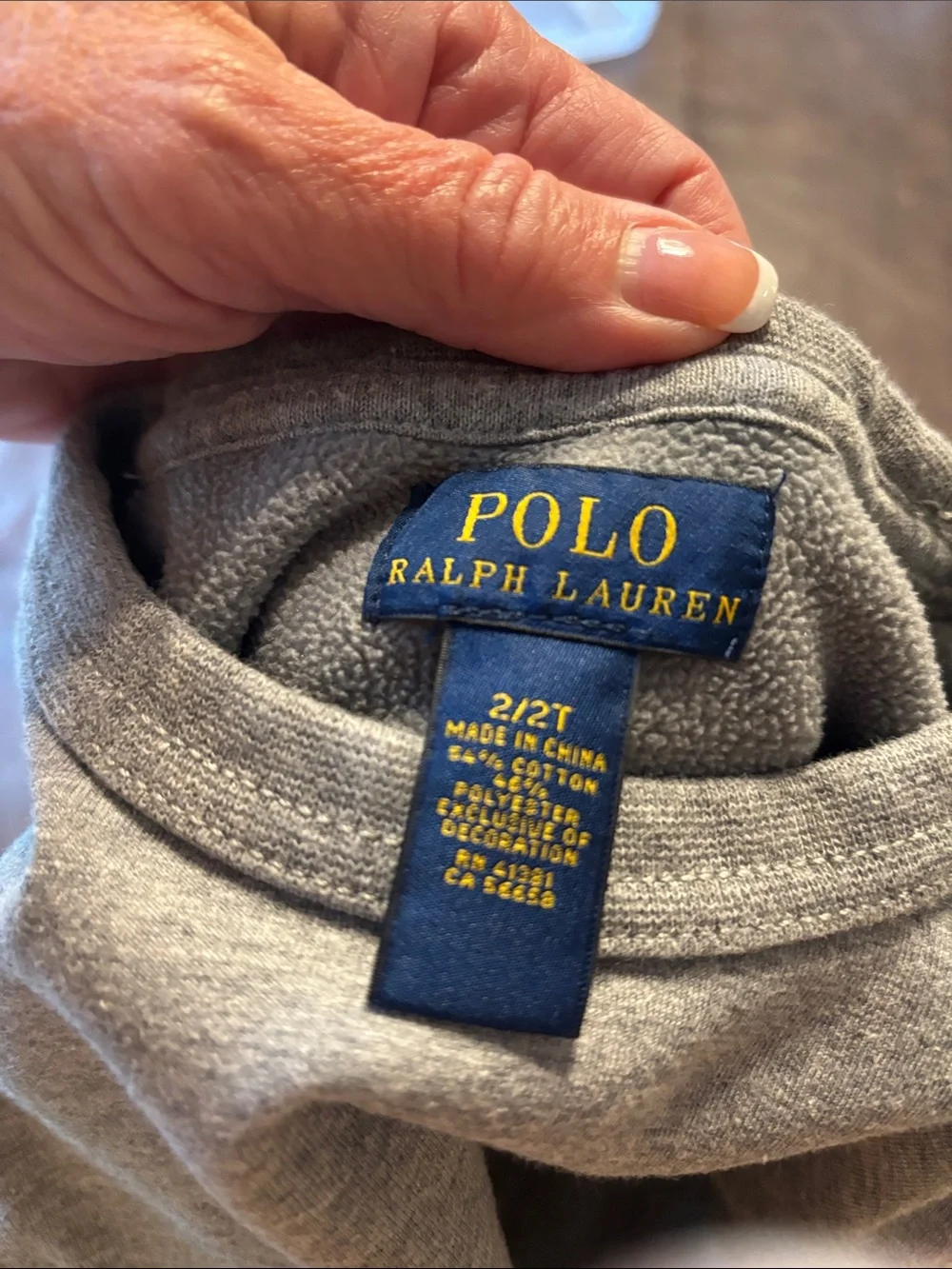 Ralph Lauren Gray Kids Crewneck Sweatshirt with Black Polo Logo, size 2